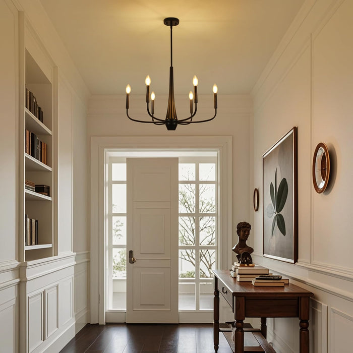 Black 6-Light Contemporary Farmhouse Chandelier Dining