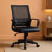 Ergonomic Office Chair Leather Seat and Mesh Back Computer Chair Executive Chair Mid-Back Rolling Swivel Chair with Lumbar Support and Armrests Adjustable Height for Office Meeting, Black