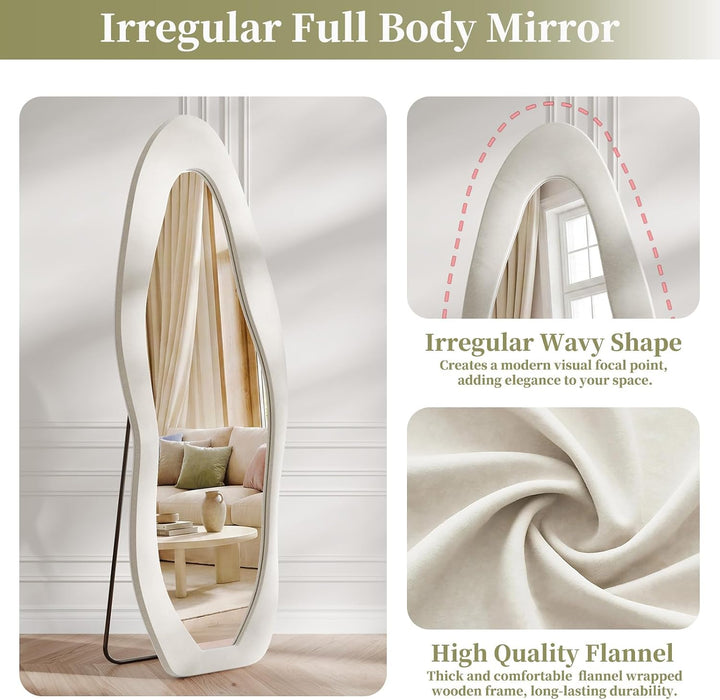 Full Length Mirror 63"X24", Irregular Flannel Floor Mirrors