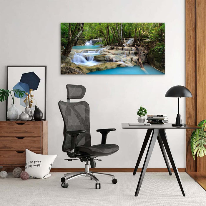 S01598 1 Panels Wall Art Tropical Beautiful Waterfall Prints Light Green Forest Natural Picture Canvas Paintings Scenery Spring Summer Landscape for Home Wall Decor Artwork