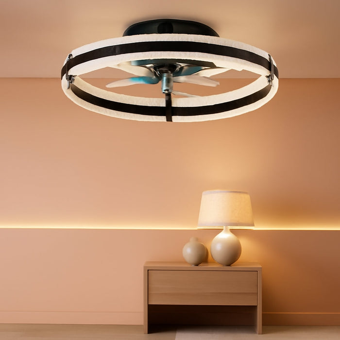 Ceiling Fans with Lights and Remote, 20'' Low Profile Ceiling Fan with Light, 3000-6000K Dimmable Fandelier Ceiling Fans, Modern Flush Mount Fan Light for Bedroom with 6 Wind Speeds- Black