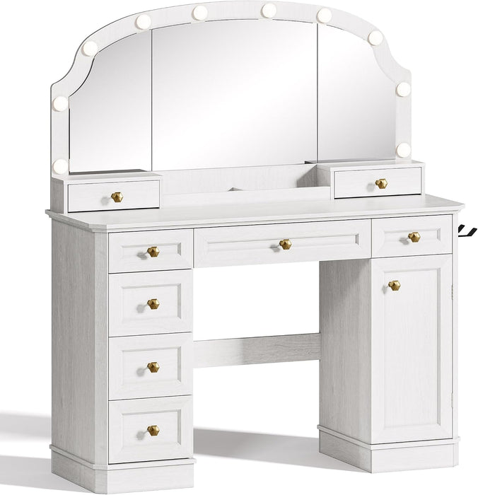 Contemporary Makeup Vanity Desk Black FortySevenInch Illuminated