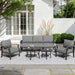 Aluminum Patio Furniture Set with round Coffee Tables, 5-Seat Outdoor Sectional Furniture W/5.1" Cushions, Patio Conversation Set for Porch, Backyard, Poolside-Grey