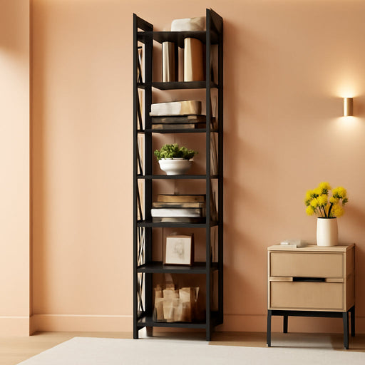 Tribesigns 78.7 Inch Tall Skinny Narrow Bookshelf Bookcase, Black | 7 Tier Bookcase for Small Spaces, Freestanding Display Shelves, Multifunctional Corner Storage Organizer for Home Office