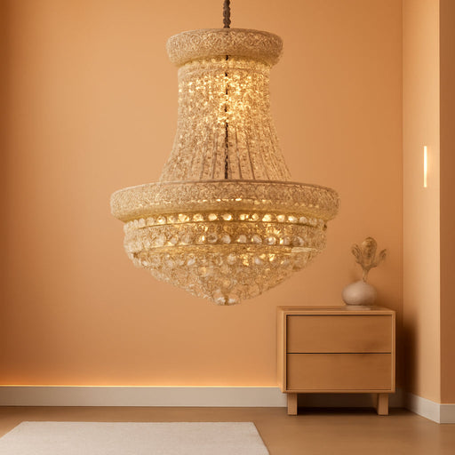 10 - Light Unique Empire Crystal Chandelier for Foyer Entryway Living Room Dining Room Bedroom Hallway Gold Finish
