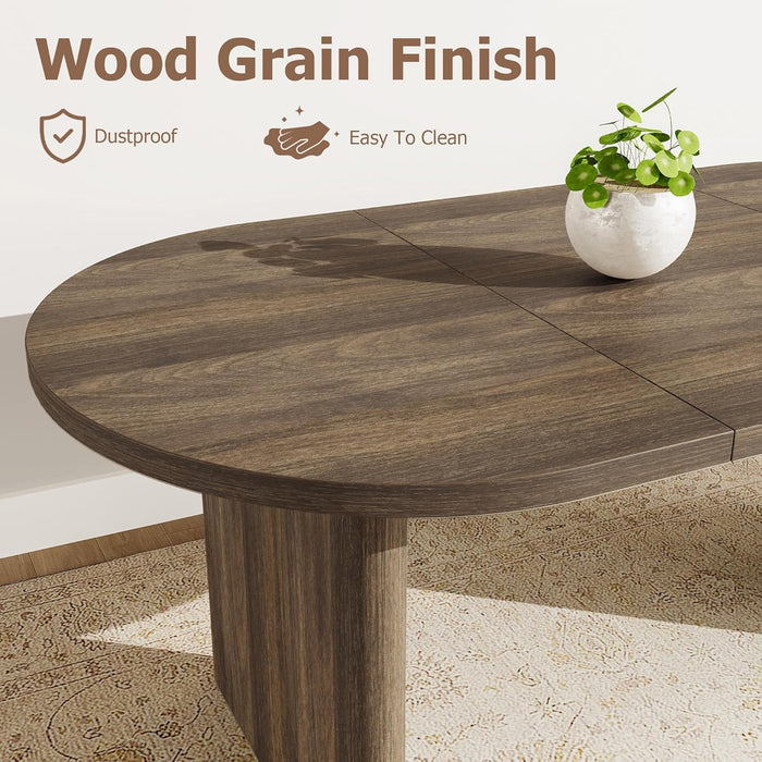 Oval Dining Table 70Inch Double Pedestal BrownFinish