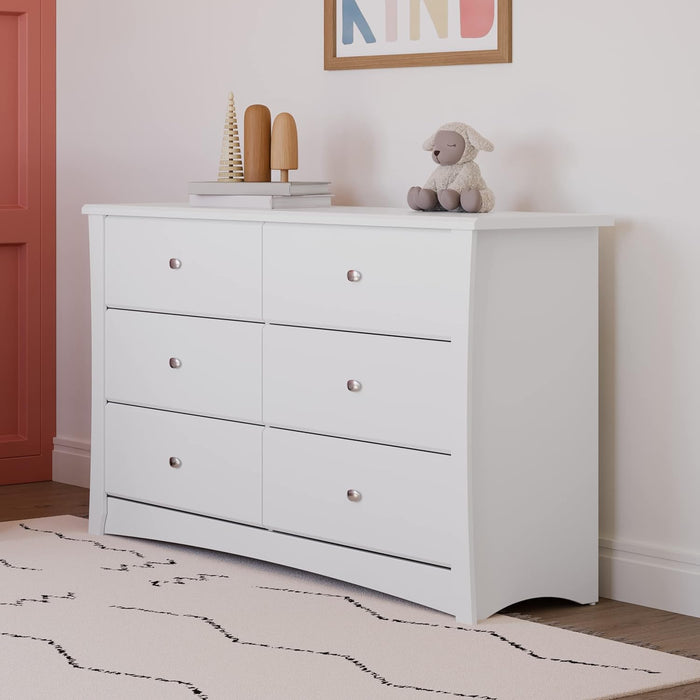 White 6-Drawer Dresser for Kids