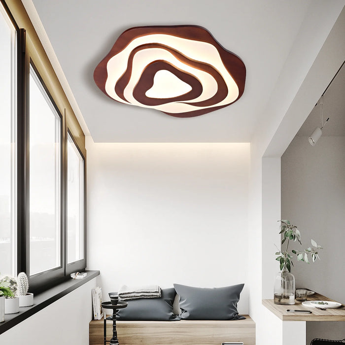 Nordic Irregular Flush Mount Solid Wooden Ceiling Light for Living Room