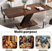70.87" Extendable Dining Tables for 4 to 8, Mid Century Modern Wooden Expandable Dining Table W/X-Shaped Base, Multifunctional Extendable Large Long Kitchen Dinner Table for Dining Room Walnut