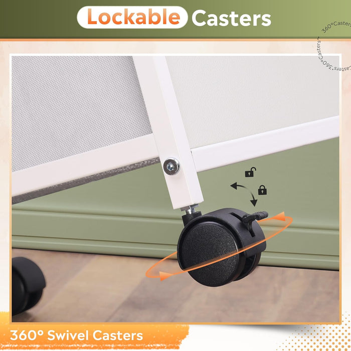 2 Drawer Fabric Vertical Filing Cabinet, Rolling Printer Stand, White