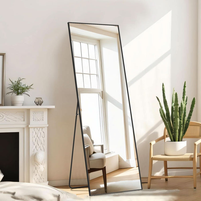 Mirror Full Length, Upgraded Body Wall Mirrors with Shatter-Proof Glass, Floor Standing, Hanging or Leaning, Tall Mirror with Stand Aluminum Alloy Frame for Bedroom Cloakroom