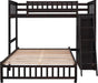 Twin over Full Bunk Bed with Storage, Solid Wood Bunk Bed with 6 Drawers and 3 Flexible Shelves, Twin Loft Bed with Movable Lower Bed, Bottom Bed with Wheels, for Kids Teens Adults (Espresso)