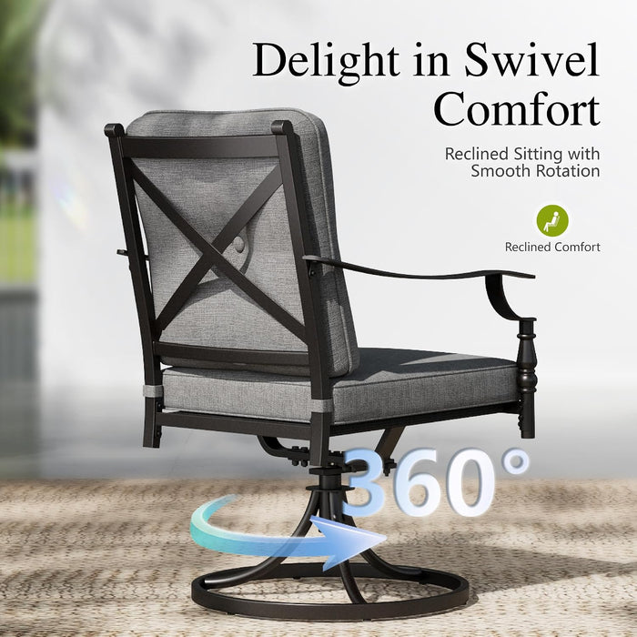 Patio Swivel Chairs, Metal Armchairs W/Cushions, 4PCS