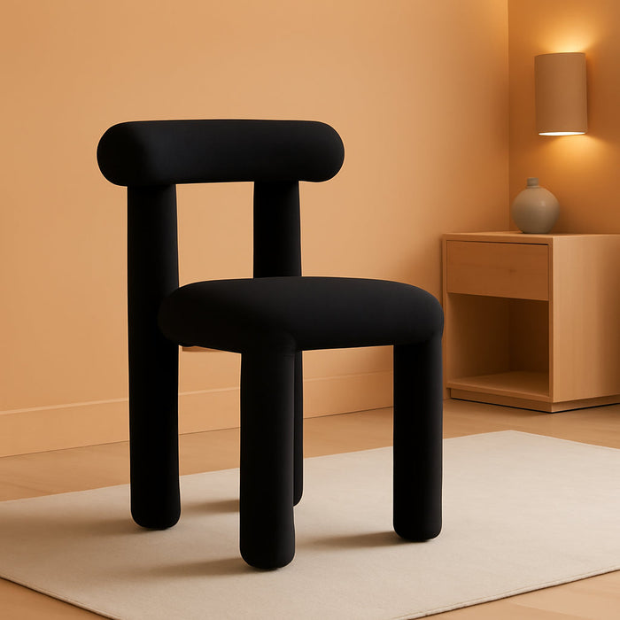 Black Modern Dining Chairs Set of 2 Barrel Boucle Dining Room Chairs Upholstered Sherpa Kitchen Chairs Small Cute