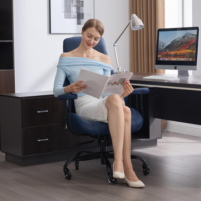 Blue Ergonomic Executive Chair With Lumbar Support