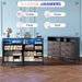 Dresser for Bedroom, 6 Drawer Dresser, Fabric Vertical Storage Tower with Fabric Bins with Open Shelves LED Light and Charging Station, Chest of Drawers for Closet Chests Organizer, Living Room, Grey