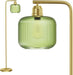 Glass Floor Lamp for Living Room, Modern Standing Lamp with Green Ribbed Glass Lampshade and Pedal Switch, 66” Tall Lamp & Gold Floor Lamp for Bedroom Study Room,Brushed Gold(3000K LED Bulb Included)