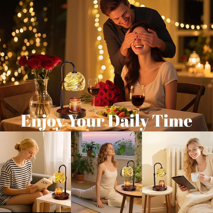 Candle Warmer Lamp with Timer Dimmer, Electric Candle Warmer with Adjustable Height for Home Decor, Christmas Birthday Gifts for Women Men Mom, Wax Melter for All Jar Sizes, 2Bulbs,Black