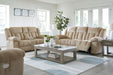 Tip-Off Classic Wall Hugger Power Reclining Sofa with Adjustable Headrest and USB Ports, Light Brown