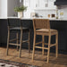 Cohen Mid-Century Modern 29 In. Wood Bar Stool, Upholstered Faux Leather Bar Height Stool with Solid Wood Frame, Black