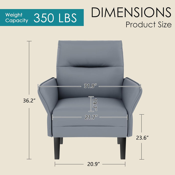 Gray Upholstered Suede Armchair With Durable Timber