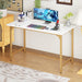 Computer Desk,47 Inches Home Office Desk Writing Study Table Modern Simple Style PC Desk with Metal Frame,Gold