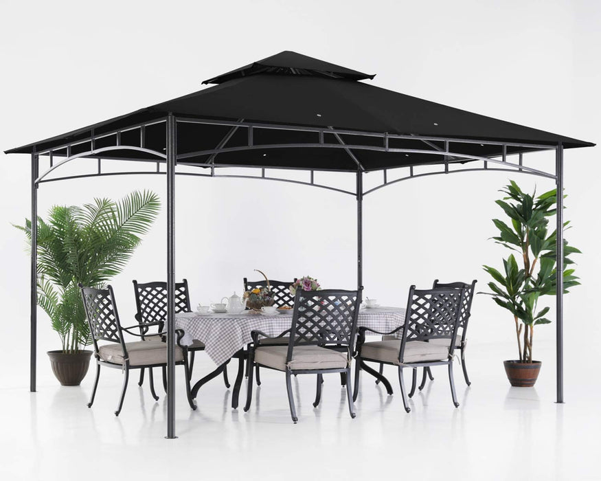 Gazebos for Patios - Outdoor Steel Frame Gazebo for Lawn Backyard Garden Deck 10X12 (Black)