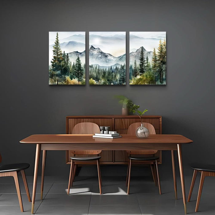 Wall Art for Living Room Modern Wall Decor for Bedroom Office Decor Abstract Mountain Forest Landscapes Ink Painting 3 Piece Framed Canvas Art Prints Ready to Hang Wall Pictures Home Decor