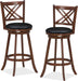 360° Swivel Barstools Set of 2, 29" Bar Height Bar Chairs with Back & Footrest, Upholstered Bar Stools with Rubber Wood Frame, Suitable for Home Bar, Kitchen Counter, Espresso
