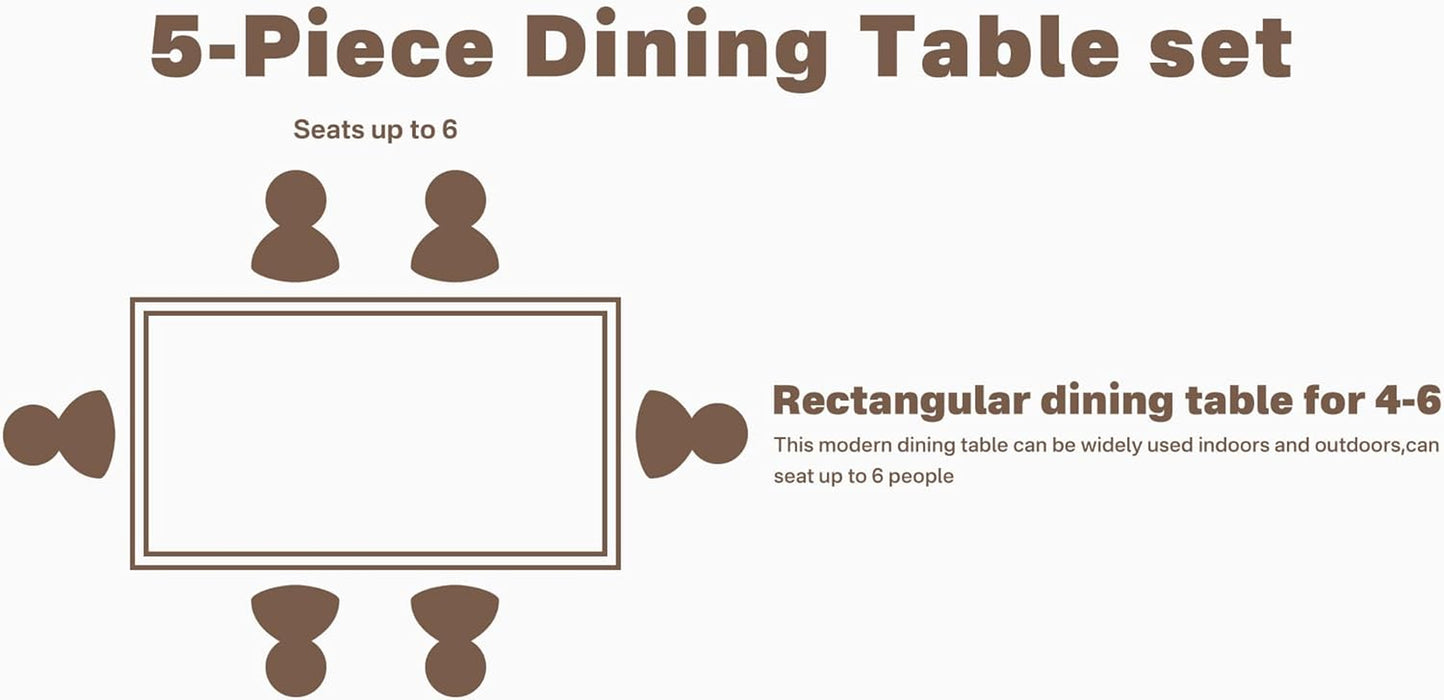 Rustic Brown Industrial Dining Table Set StorageDrawers