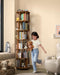 Walnut ThreeSixty Degree Rotating Bookcase On Wheels