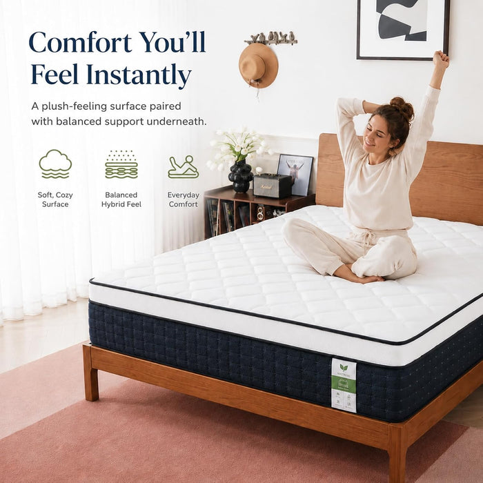 Queen Mattress 12 Inch, Medium Hybrid Queen Size Mattress in a Box, 80X60