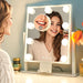 Lighted Makeup Mirror, Hollywood Vanity Mirror with Lights, Three Color Modes, with Detachable 10X Zoom Mirror, Smart Touch Control, Metal Frame, 360° Rotation（14.1In,White）