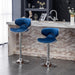 Masaccio Velvet Upholstered Adjustable Swivel Barstool, Set of 2, Blue