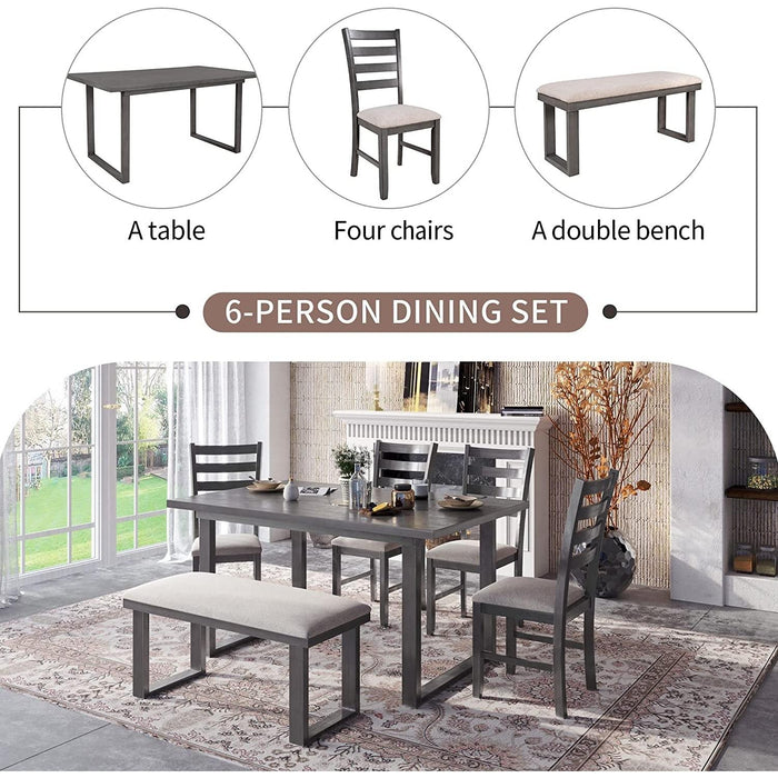 6-Piece Rustic Wood Dining Set