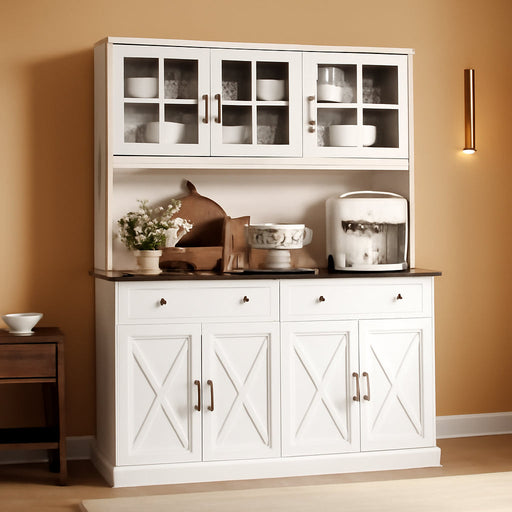 White 71 Inch Pantry Cabinet With IntegratedCharging