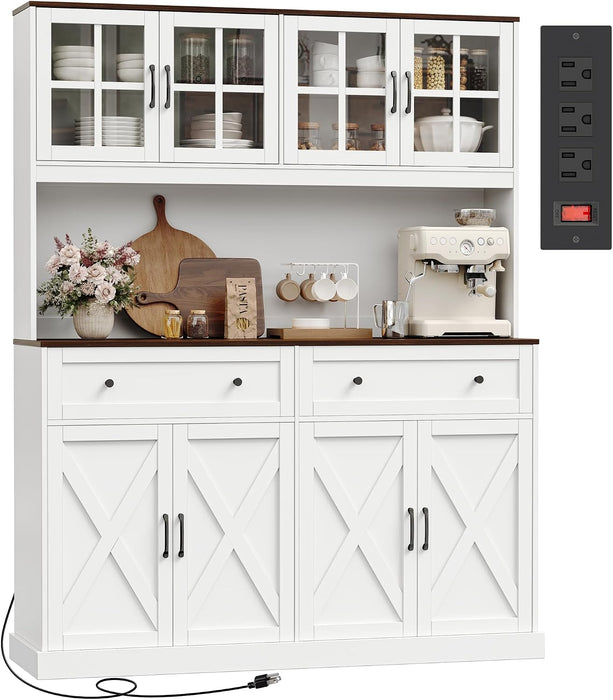 White 71 Inch Pantry Cabinet With IntegratedCharging