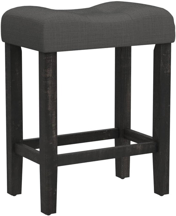 Sora Button Tufted Counter Height Saddle Stools, Set of 2, Gray