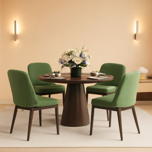 Upholstered Dining Chairs Set of 4, Modern Kitchen Chairs with Back, Fabric Side Dining Room Chairs with Wood Legs for Farmhouce Restaurant, Green