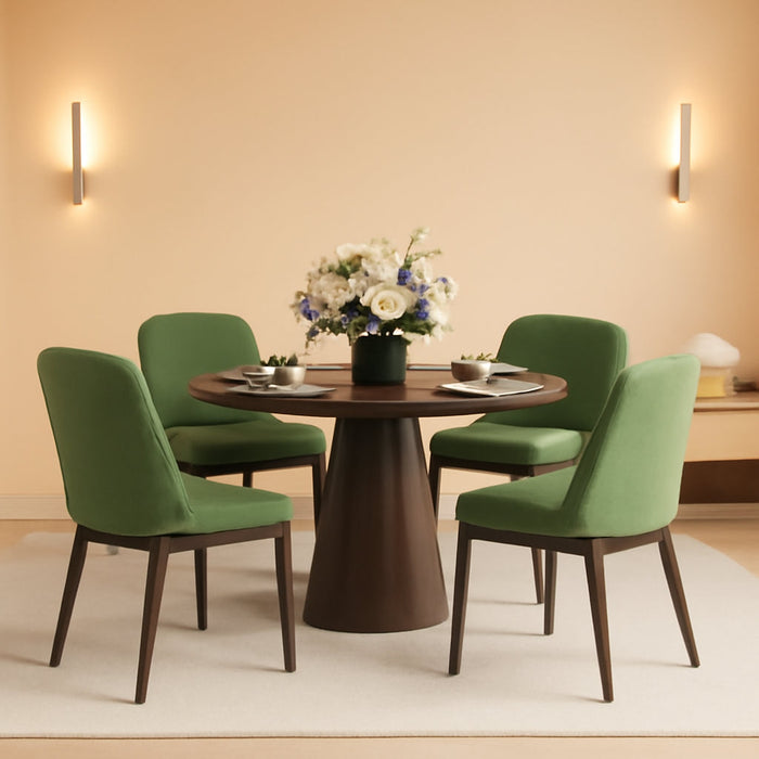 Upholstered Dining Chairs Set of 4, Modern Kitchen Chairs with Back, Fabric Side Dining Room Chairs with Wood Legs for Farmhouce Restaurant, Green