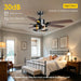 52 Inch Ceiling Fan with Light and Remote Control, Farmhouse Ceiling Fans with LED Lighting for Indoor and Outdoor, Black Caged Ceiling Fan for Bedroom Living Room and Garage