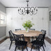 Black Farmhouse Eight Light Chandelier Dining Room