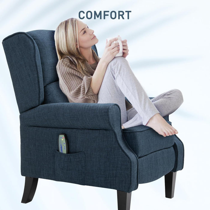 Modern Linen Recliner with Heat and Vibration