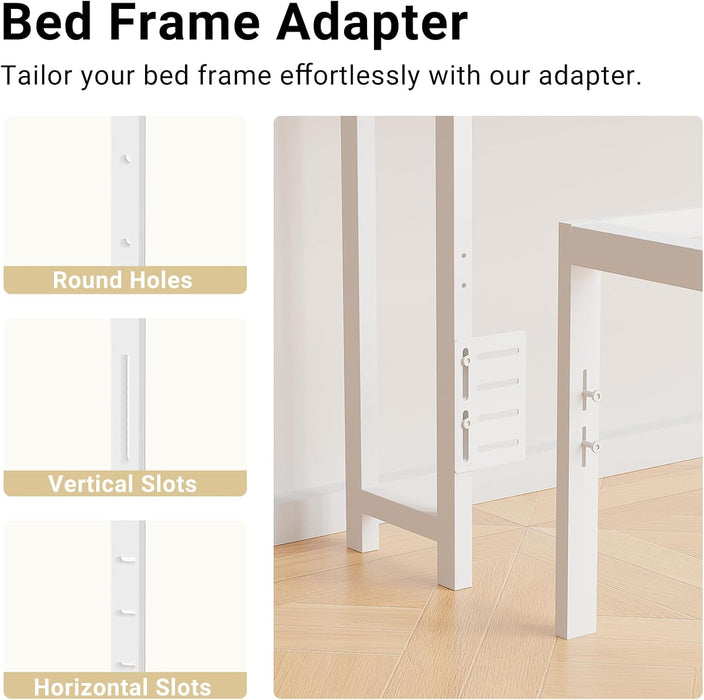 Full Size Headboard with Storage, Headboard with Outlet and RGB LED Light, Sturdy Head Board for Full Size Bed, Stable Headboards Only for Bedroom, Dorm Room, Guest Room, White