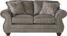 Leinster Faux Leather Upholstered Nailhead 3-Piece Livingroom Set, Sofa, Loveseat, and Chair Set in Stone Gray