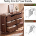 55.1" Wide Walnut Dresser for Bedroom, Fluted 6 Drawer Dresser