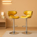 Masaccio Velvet Upholstered Adjustable Swivel Barstool, Set of 2, Yellow