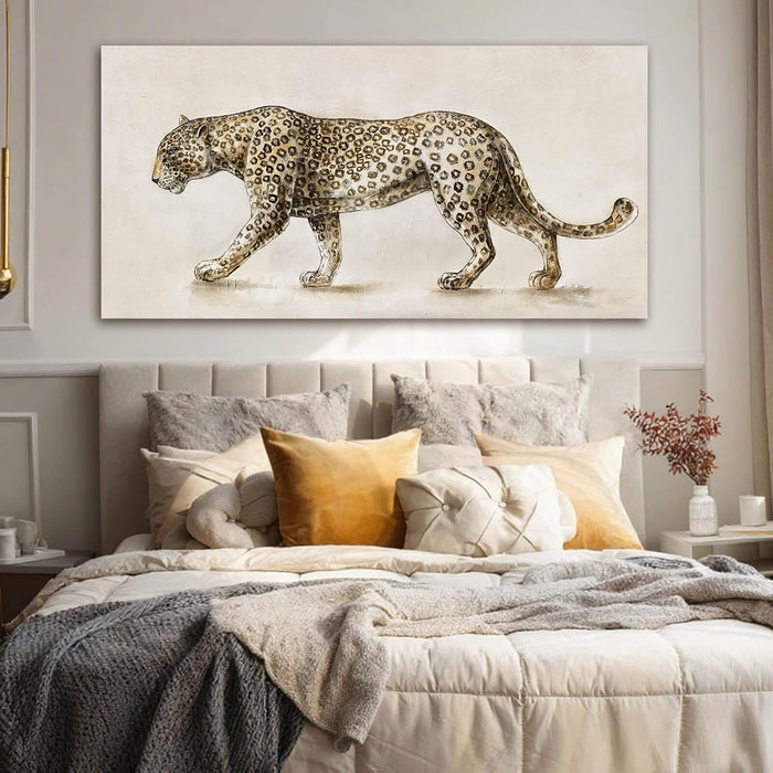 Leopard Canvas Wall Art, Neutral Textured Big Cat Art Prints, Modern Wildlife Wall Decor for Living Room Bedroom Office 20X40 Inch