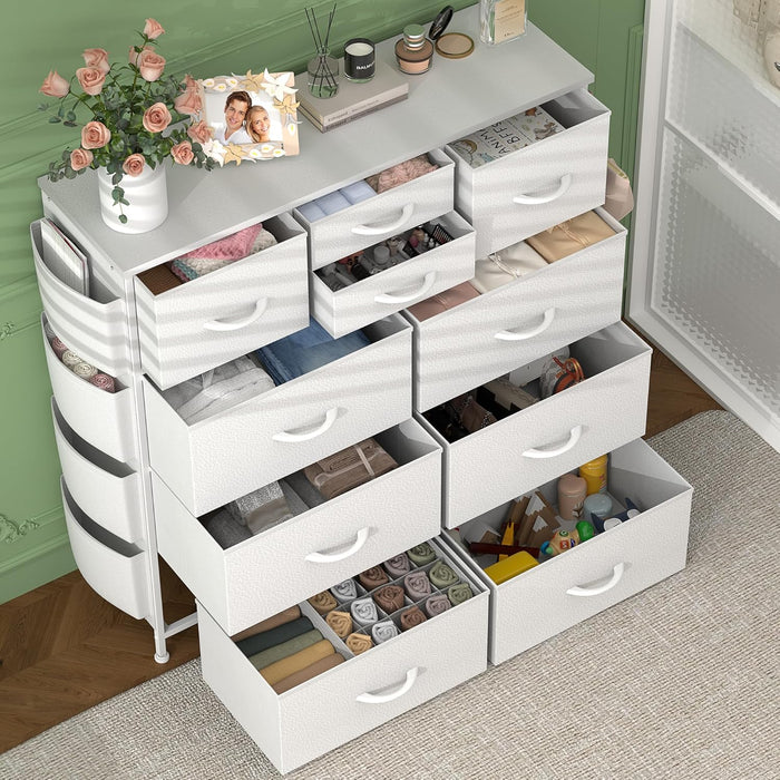 White 10 Drawer Dresser With Customizable Compartments