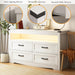 White Dresser for Bedroom, Wood 4 Drawer Dresser with LED Light, Dressers & Chests of Drawers with Metal Handles, Storage and Organization for Bedroom, Hallway, Entryway